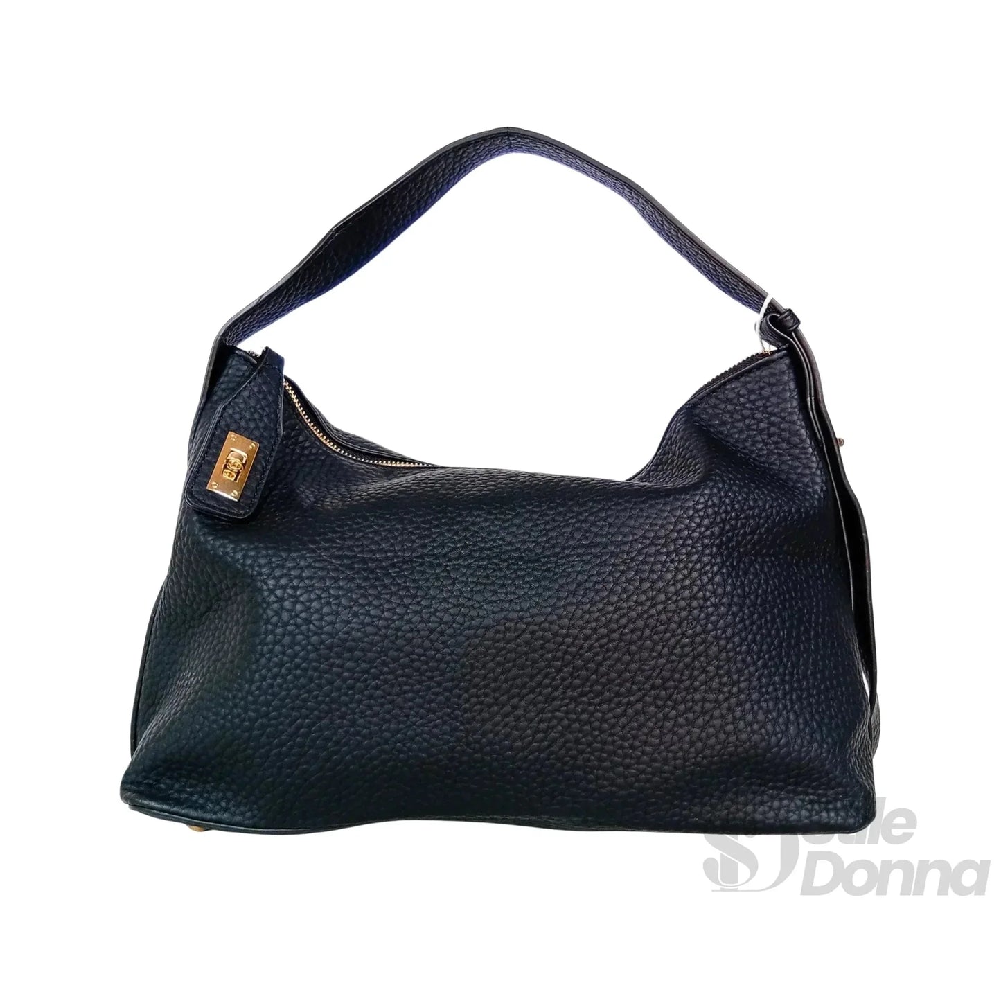 Valentini Borsa Hobo in Ecopelle Nera con Finiture Dorate