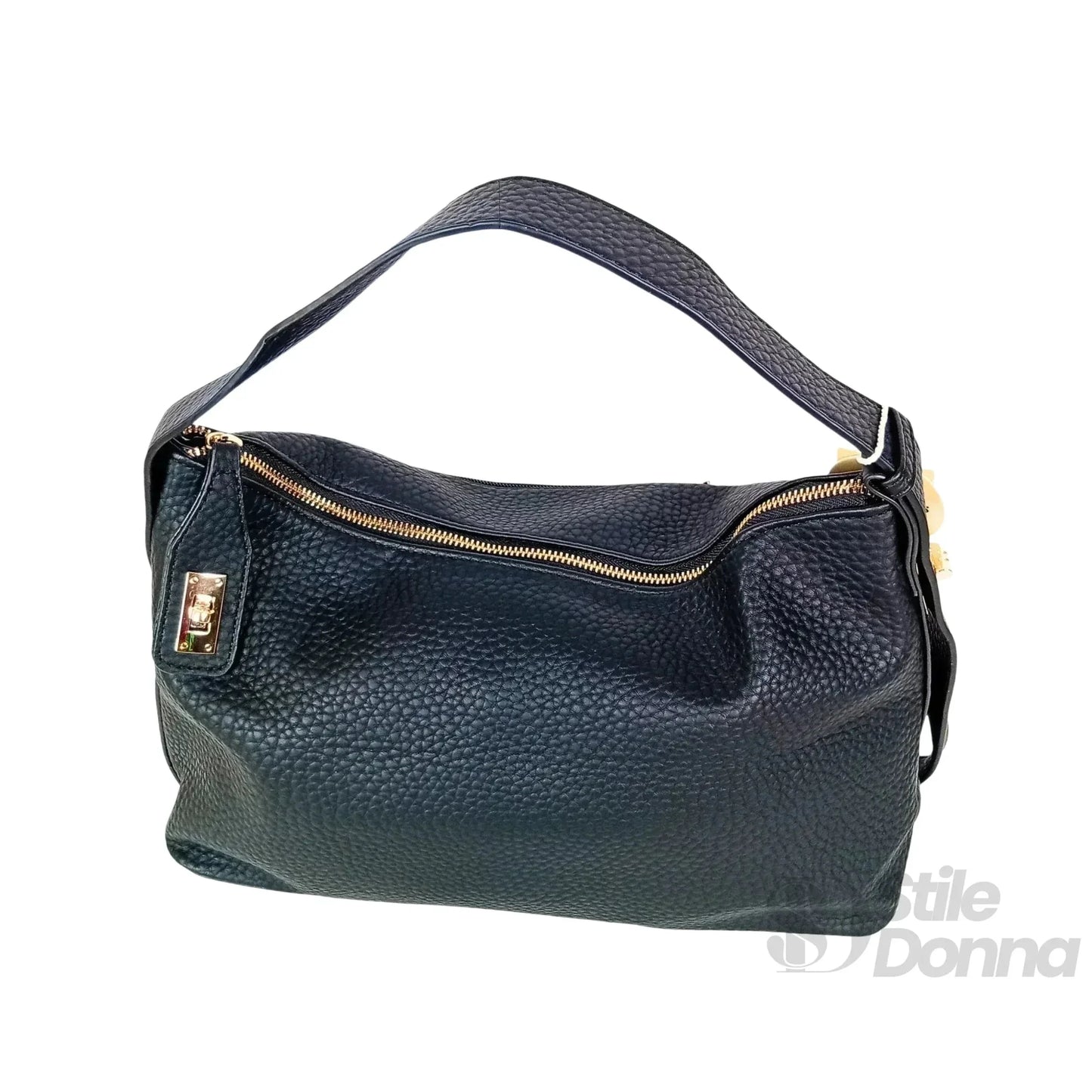 Valentini Borsa Hobo in Ecopelle Nera con Finiture Dorate