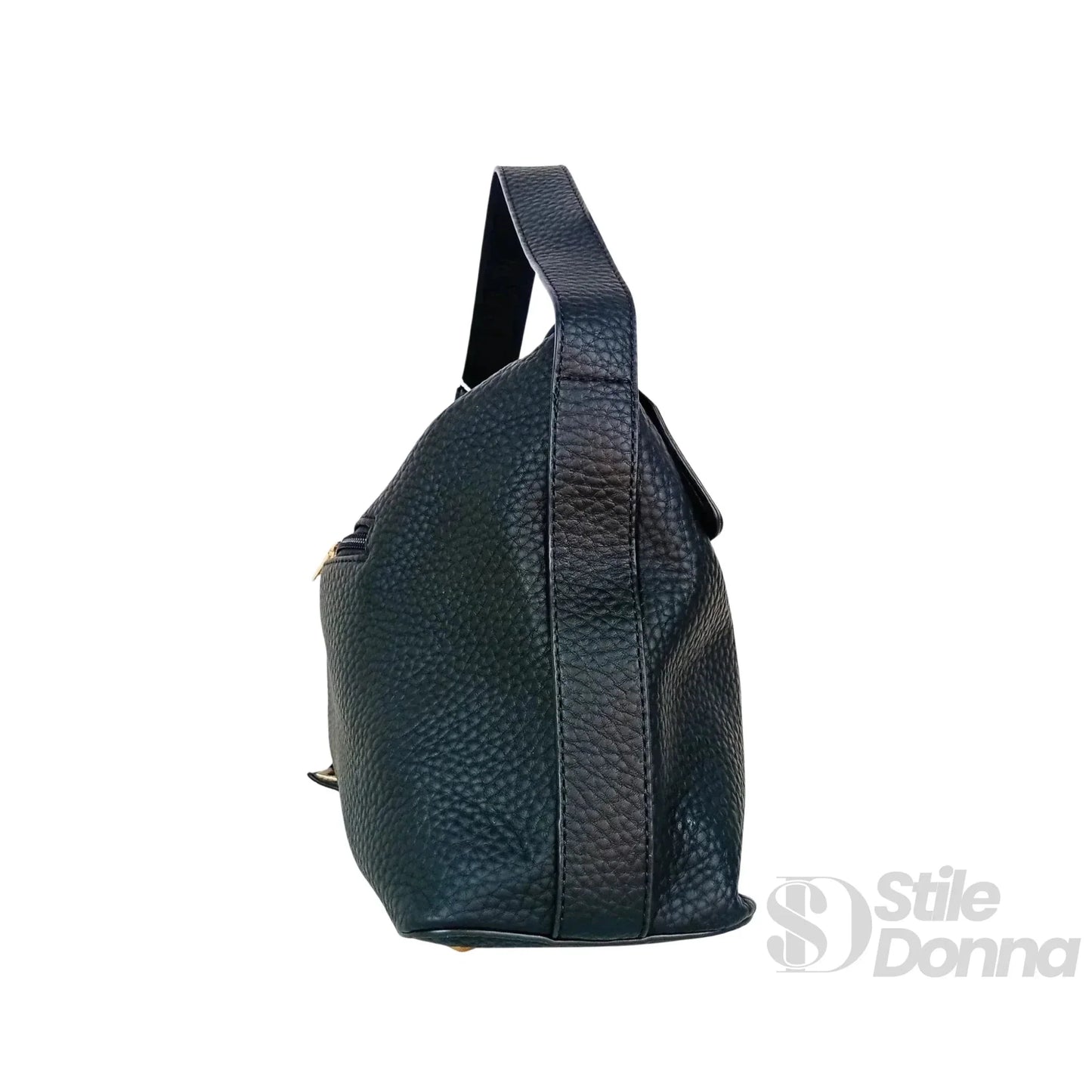 Valentini Borsa Hobo in Ecopelle Nera con Finiture Dorate