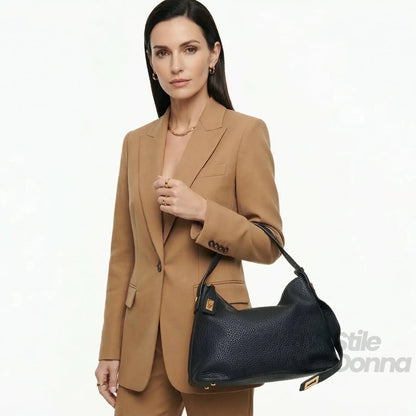 Valentini Borsa Hobo in Ecopelle Nera con Finiture Dorate