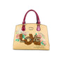 Valentini Faux Leather Tote Bag with Floral Embroidery and Sequin Love Lettering