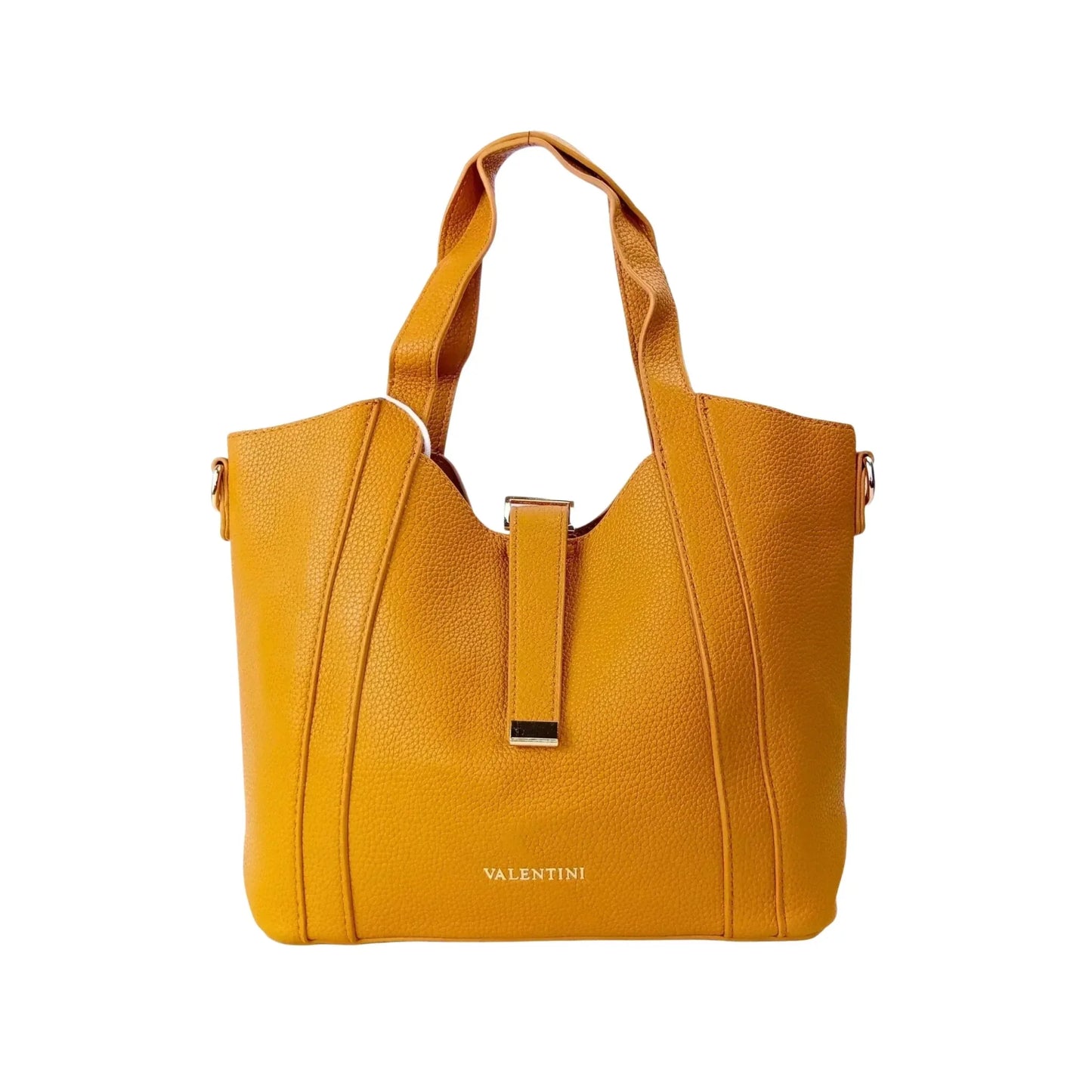 Valentini SIBI Borsa Tote in Ecopelle Sintetica Giallo con Finitura Color Oro