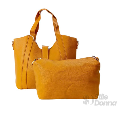 Valentini SIBI Borsa Tote in Ecopelle Sintetica Giallo con Finitura Color Oro