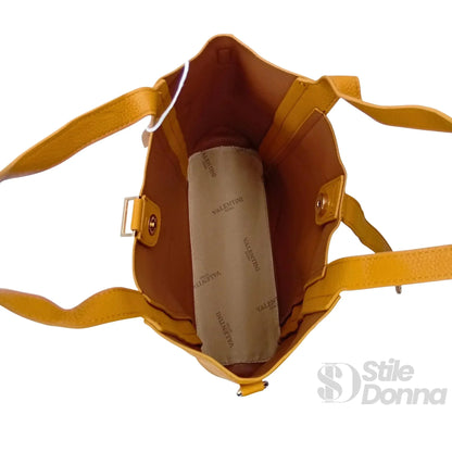Valentini SIBI Borsa Tote in Ecopelle Sintetica Giallo con Finitura Color Oro