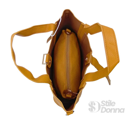 Valentini SIBI Borsa Tote in Ecopelle Sintetica Giallo con Finitura Color Oro