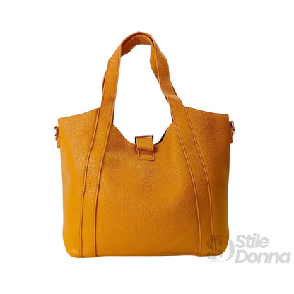 Valentini SIBI Borsa Tote in Ecopelle Sintetica Giallo con Finitura Color Oro