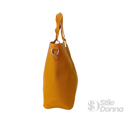 Valentini SIBI Borsa Tote in Ecopelle Sintetica Giallo con Finitura Color Oro