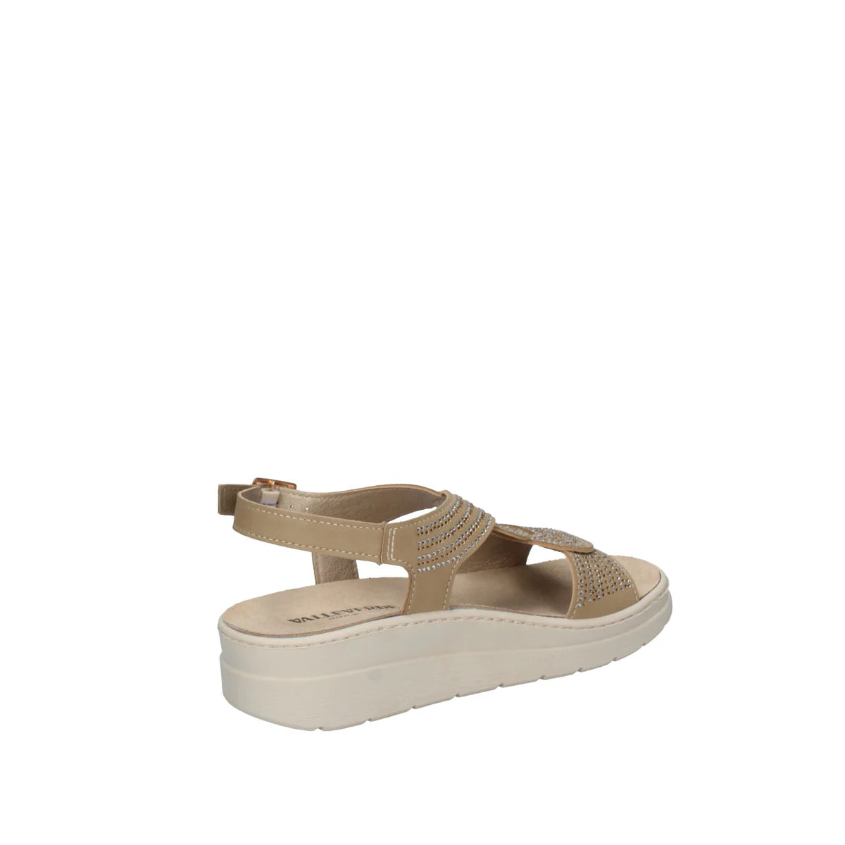 Valleverde Ciabatta Donna Zeppa Strass Beige - 55602