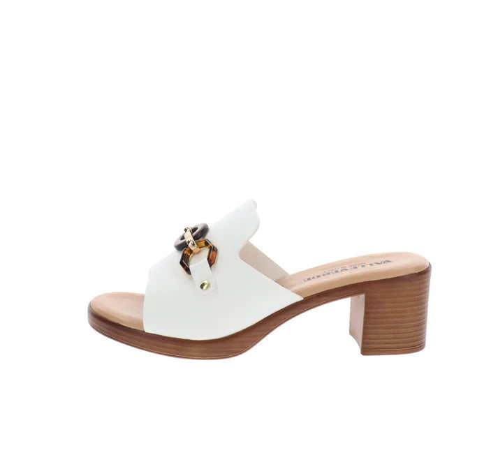 Valleverde Sandalo in Pelle con Tacco Donna Bianco - 55453