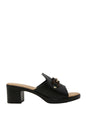 Valleverde Women's Black Leather Heeled Sandal - 55453