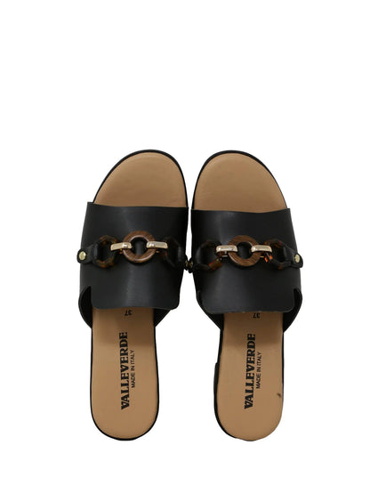 Valleverde Sandalo in Pelle con Tacco Donna Nero - 55453