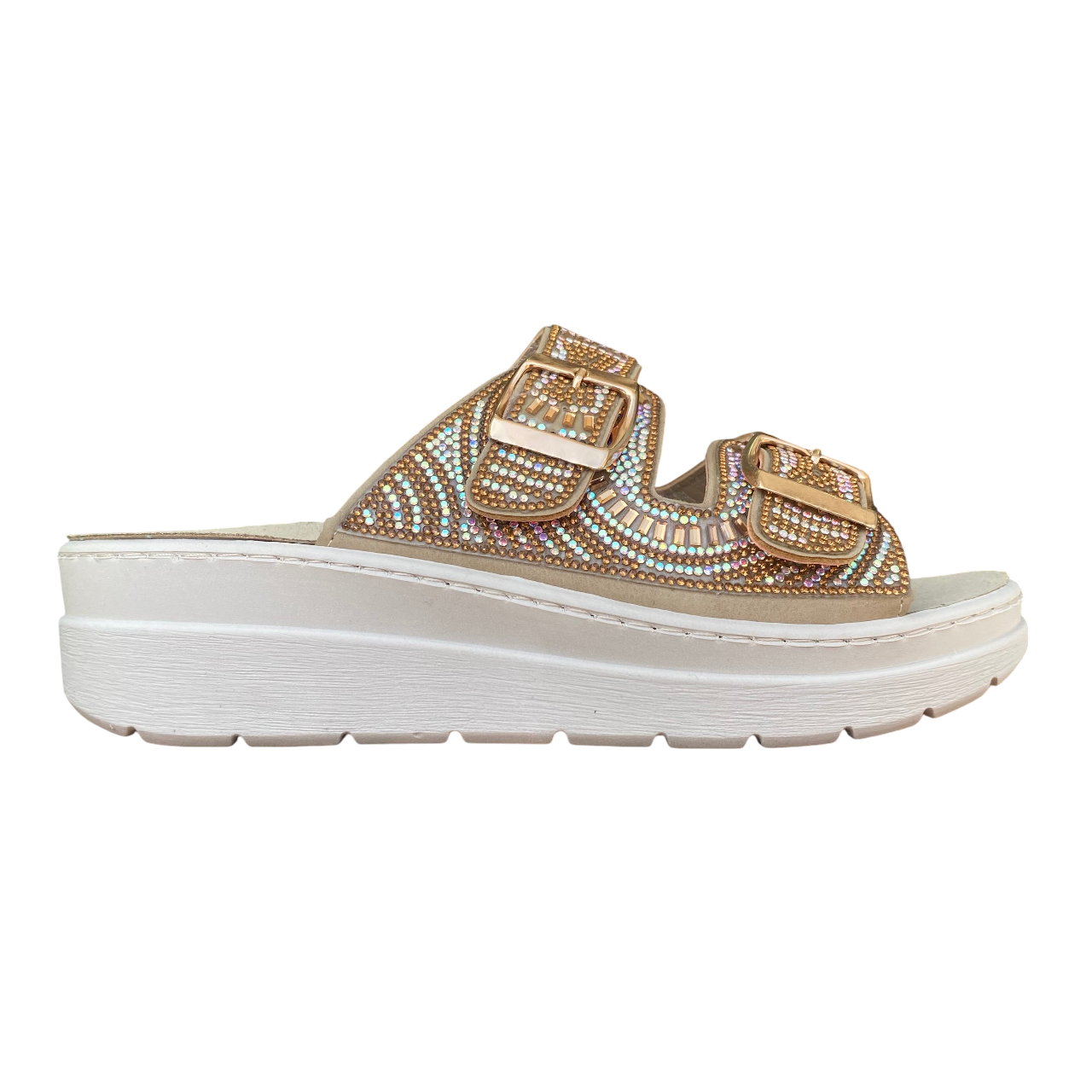 Valleverde Sandalo Ciabatta Donna Bronzo con Strass - 55603