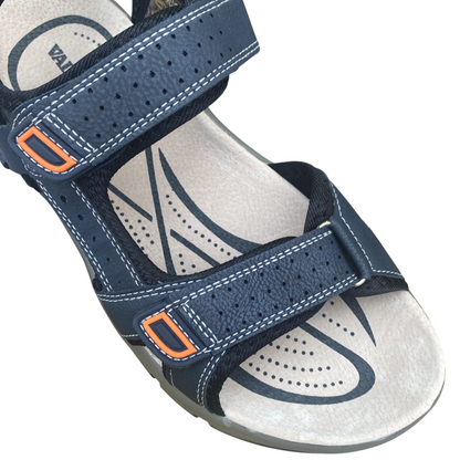 Valleverde Sandalo Uomo Blu Plantare Ergonomico in Pelle - 54803