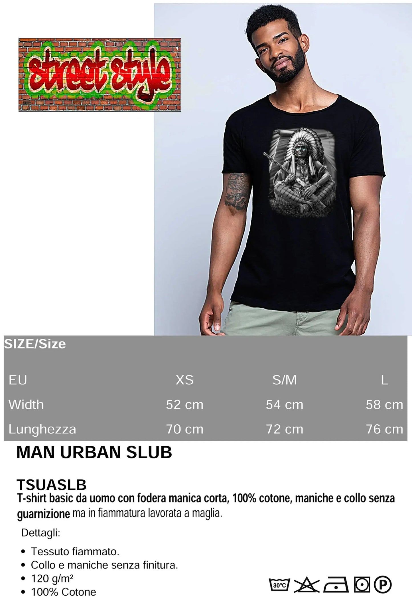 Vanity Tattoo Skull - T-shirt Uomo Cotone Fiammato
