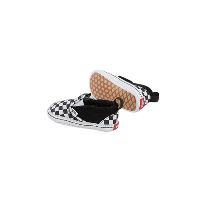Vans Slip-on Crib Infant Tela VN0A2XSLFB71 | Scarpa da culla bianca a scacchi neri