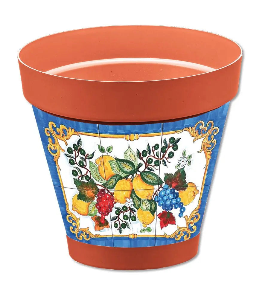 Blumentopf Sizilien Terrakotta D.22 verschiedene Dekore