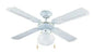 Ceiling fan 4-blade white wood with light