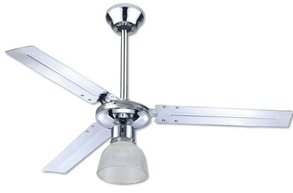 Ventilatore da soffitto cromato con luce