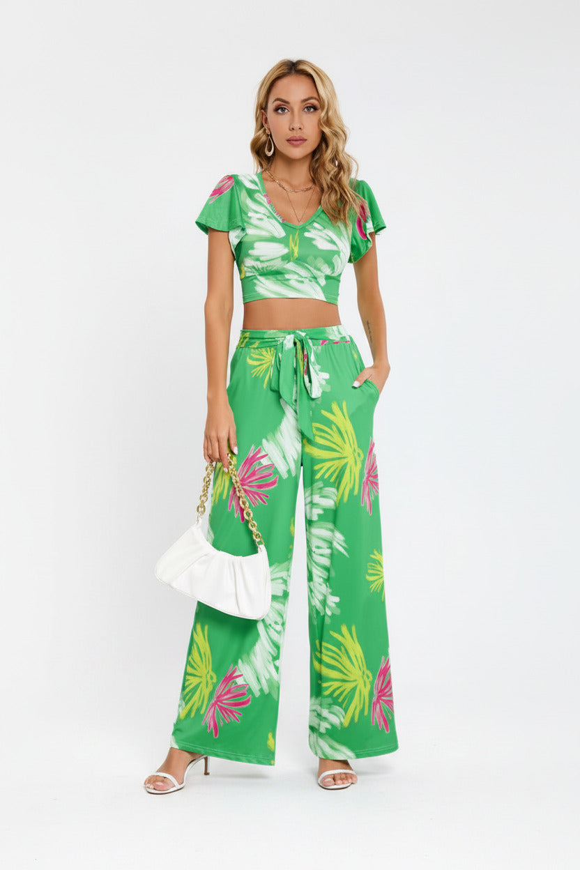Completo Donna Due Pezzi – Top e Pantaloni Gamba Larga Eleganti