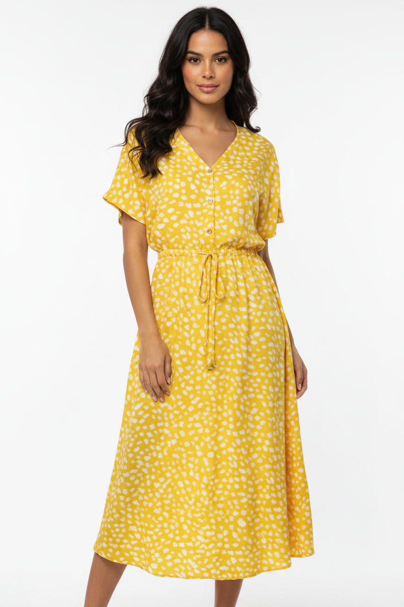 Vestito Lungo Donna a Pois con Maniche Corte | Abito Estivo Leggero