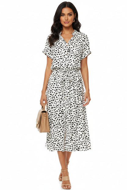 Vestito Lungo Donna a Pois con Maniche Corte | Abito Estivo Leggero