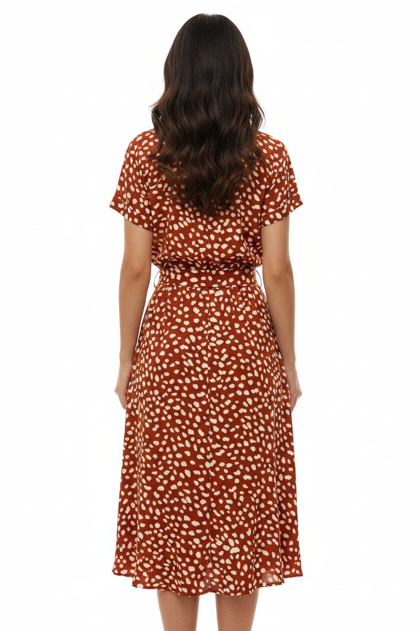 Vestito Lungo Donna a Pois con Maniche Corte | Abito Estivo Leggero