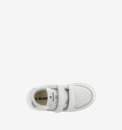 Victoria Sneakers Bambina 1124106 Bianco Glitter Strappo Effetto Pelle