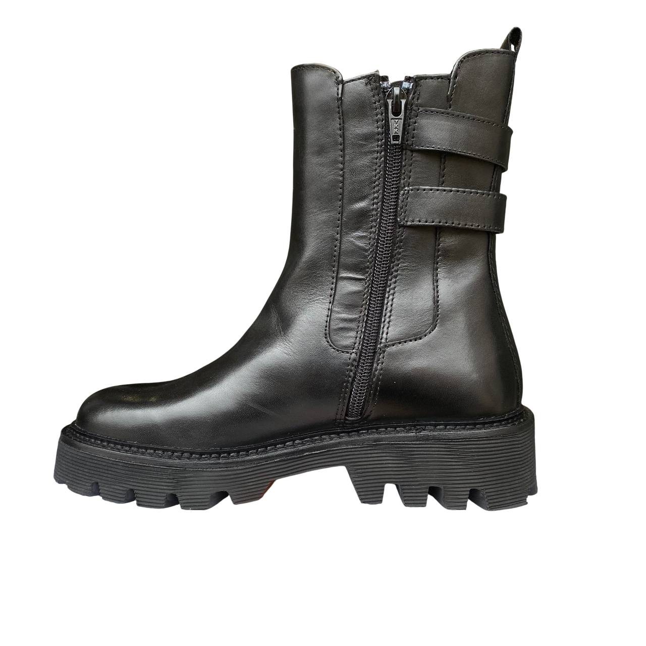 Vueva – Stivaletto Donna in Pelle Nero VB365204 con Cerniera, Elastico Laterale, Doppia Fibbia e Suola Alta | Stile, Comfort e Versatilità