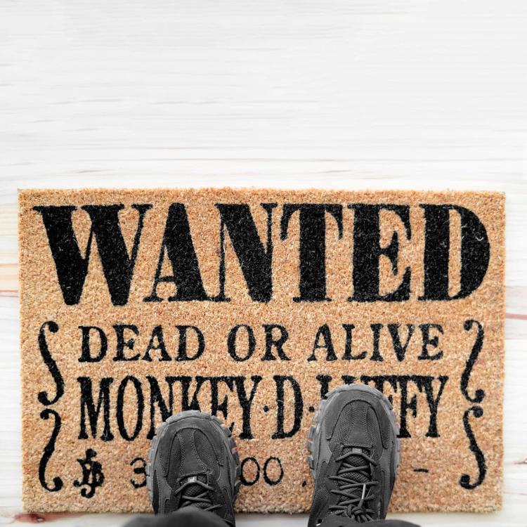 Fußmatte - One Piece (Wanted) Teppich für den Innen- und Außenbereich, lustige Kokosnuss und rutschfeste PVC-Basis für Kinderzimmer, Badezimmer 40x60cm