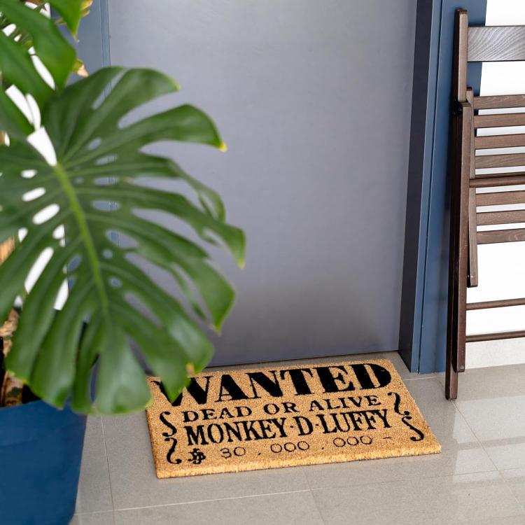 Fußmatte - One Piece (Wanted) Teppich für den Innen- und Außenbereich, lustige Kokosnuss und rutschfeste PVC-Basis für Kinderzimmer, Badezimmer 40x60cm