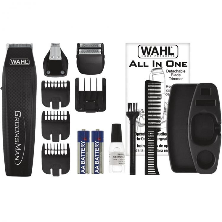 Wahl Bartschneider + Groomsman All-in-One kabelloser Rasierer Schwarz 5537