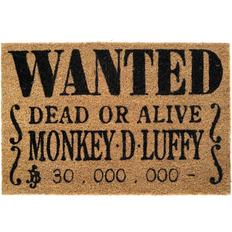 Fußmatte - One Piece (Wanted) Teppich für den Innen- und Außenbereich, lustige Kokosnuss und rutschfeste PVC-Basis für Kinderzimmer, Badezimmer 40x60cm
