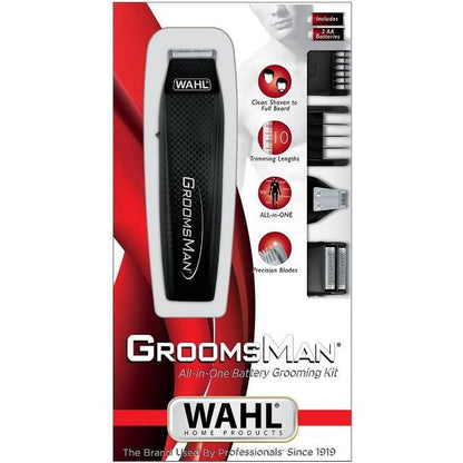 Wahl Bartschneider + Groomsman All-in-One kabelloser Rasierer Schwarz 5537