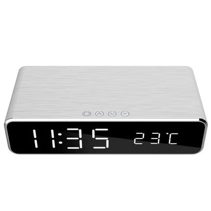 Gembird Sveglia Digitale Funzione Caricatore Wireless Ricarica Smartphone Silver