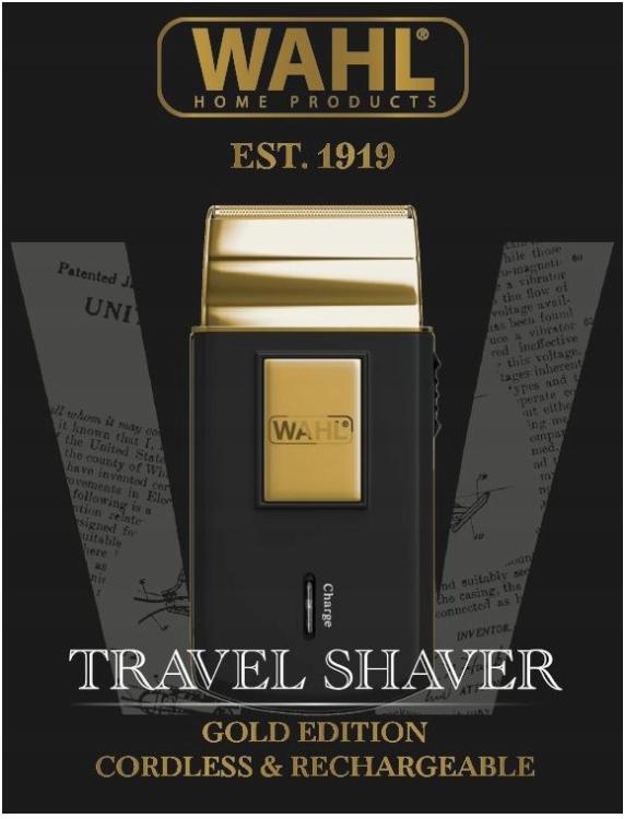 Wahl Bartrasierer Akku Travel Shaver Gold Edition 3615G + Reisezubehör