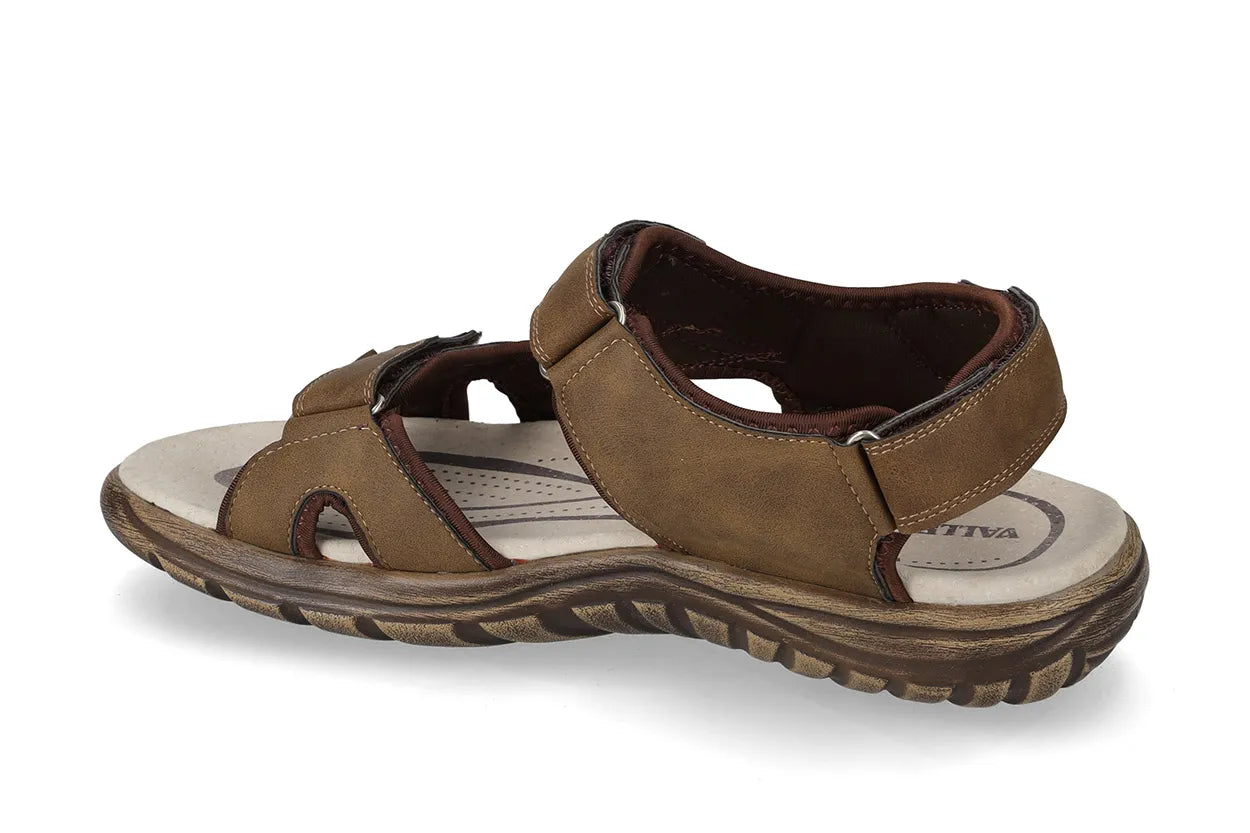 Valleverde Sandalo Uomo Doppio Velcro Marrone - 54801