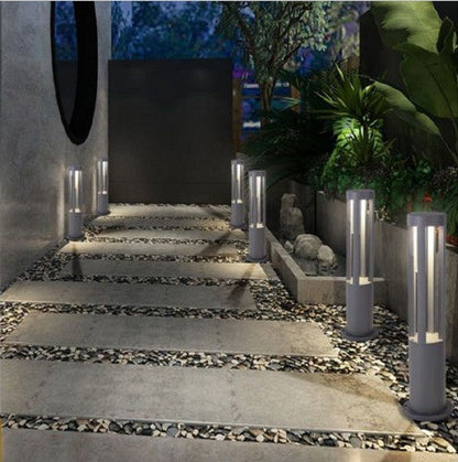 Gartenlaterne Lampe 12W LED Außen Grau Standleuchte Kaltweiß ES28