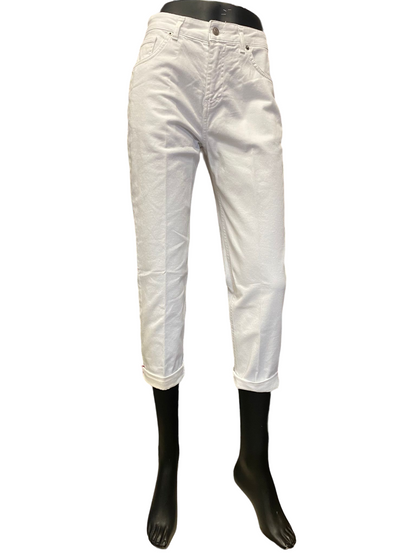 Women's white DGP3710 five-pocket bull denim jeans