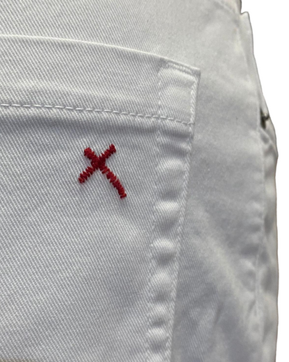 Women's white DGP3710 five-pocket bull denim jeans