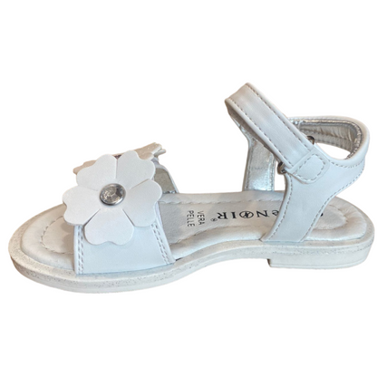 CafèNoir sandalo da bambina con fiori sulla fascia con strappo C-2091W bianco