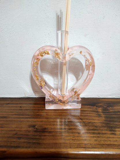 Vaso o porta diffusore "Fiori eterni" a forma di cuore