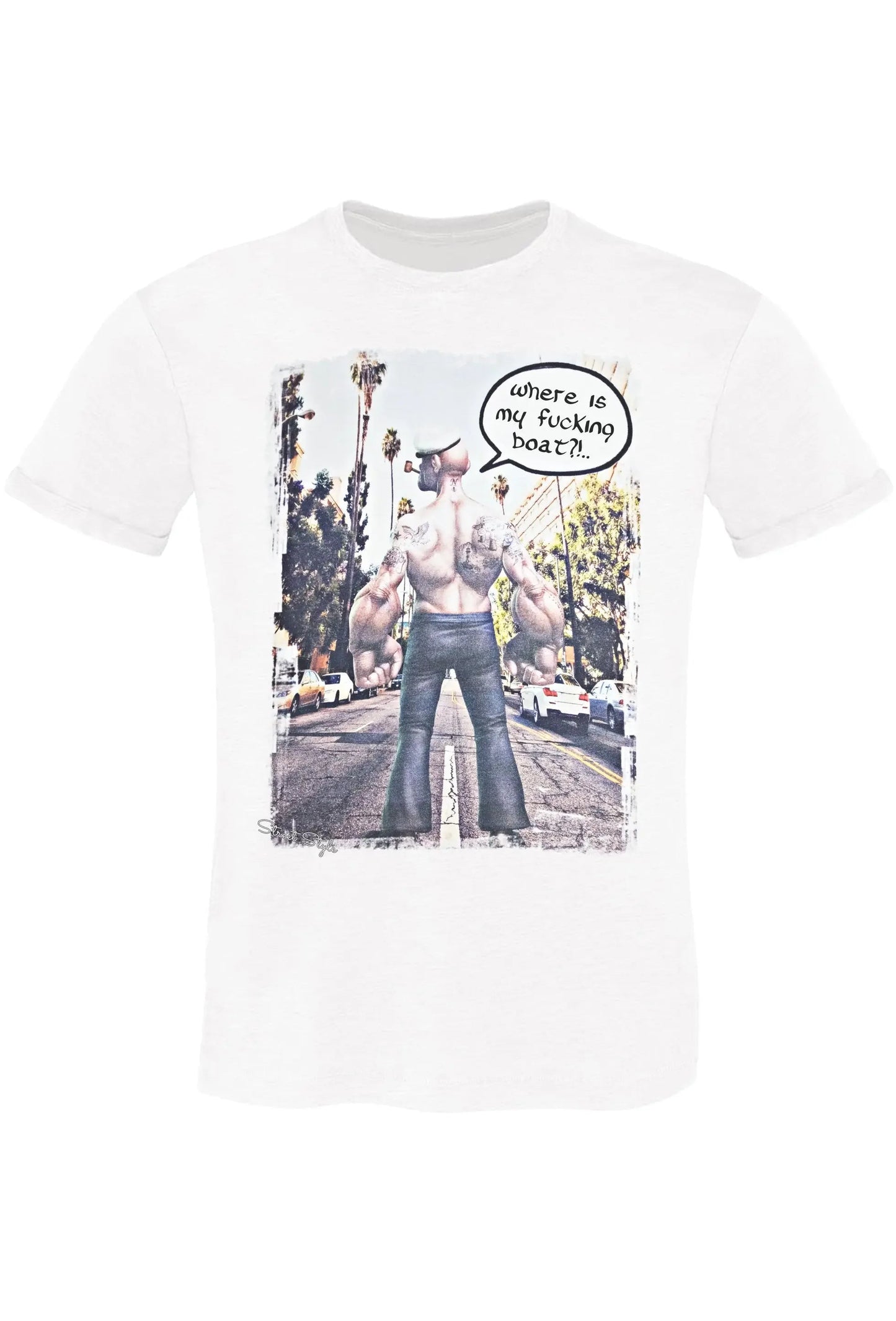 Where Is My Boat! T-shirt Uomo - Cotone Fiammato