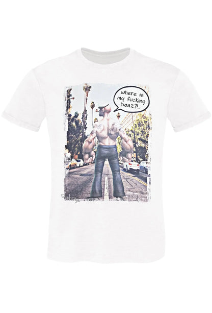 Where Is My Boat! T-shirt Uomo - Cotone Fiammato