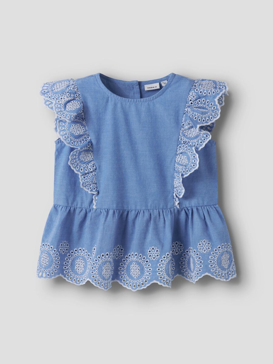 Name It Top Bimba NMFFERMA CAPSL 13254683 Purple Impression | Chambray Broderie