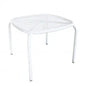 Midway Coffee Table: Outdoor coffee table in white, grey, or taupe steel - 43.5 cm x 41 cm x 41 cm