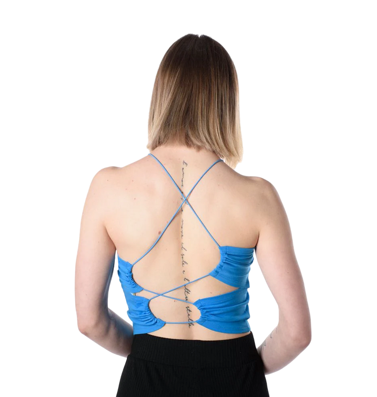 XT Studio canotta con schiena scoperta da donna. Colore ceruleo
