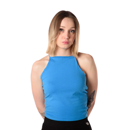 XT Studio canotta con schiena scoperta da donna. Colore ceruleo