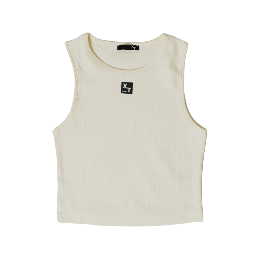 XT Studio canotta da donna in cotone a costine. Colore crema
