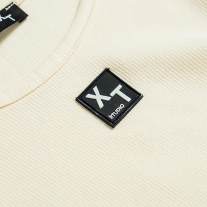 XT Studio canotta da donna in cotone a costine. Colore crema