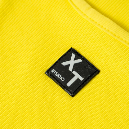 XT Studio canotta da donna in cotone a costine. Colore giallo acido